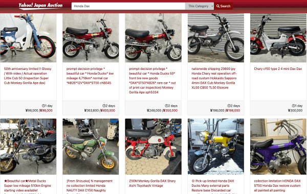 Yahoo Motorcycle Auctions